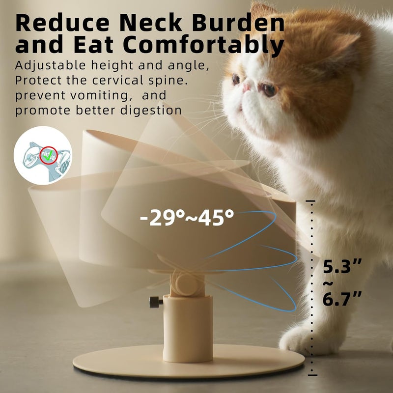 MS!MAKE SURE Adjustable Raised Cat Bowls, Ceramic Elevated Cat Bowls, Pet Bowl with Anti - Slip Rubber Pad, Leak - Proof, Lead & Cadmium Free, Whisker - Friendly, for All Life Stages of Age Pink - Image 5